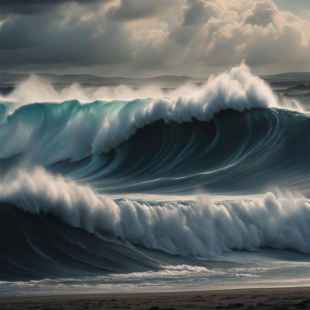 Epic Waves with White Horses: Digital Matte Painting