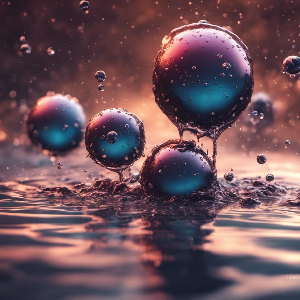 Mercury Drops on Water: Detailed Matte Painting