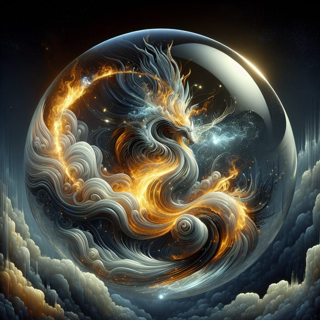 Smokey Fire Creature Trapped in Bioluminescent Orb