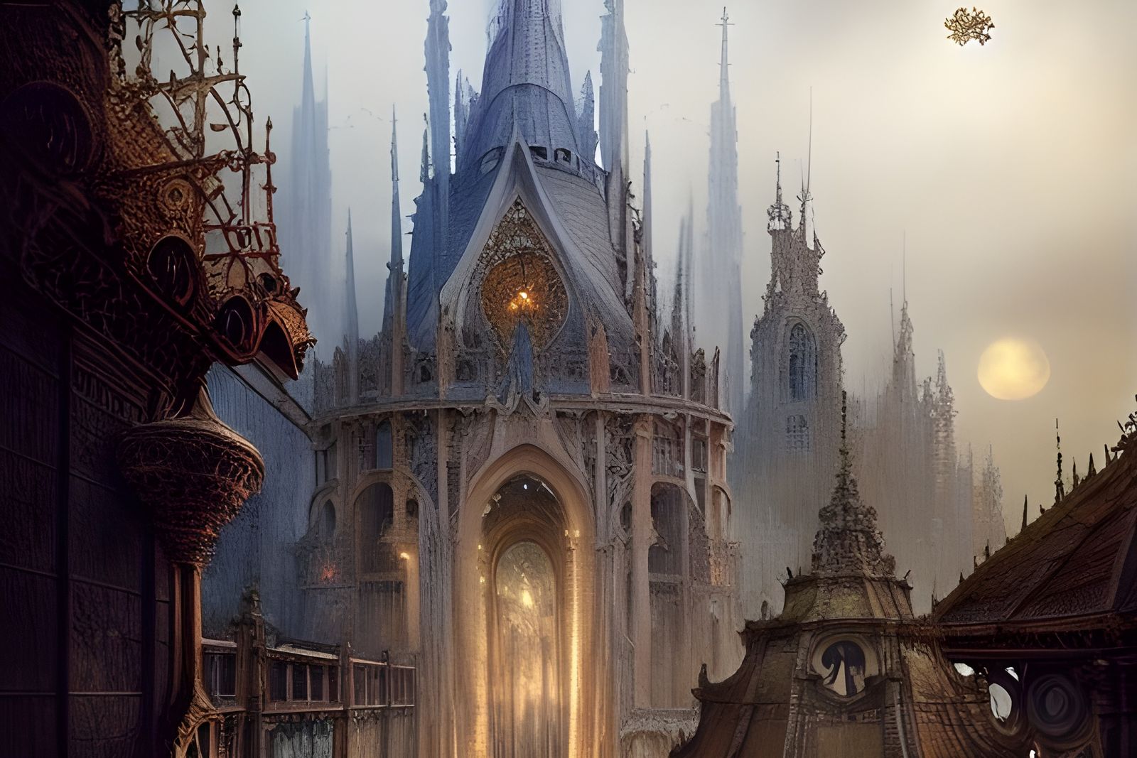 Magical Cathedral City in Hyperdetailed Digital Art