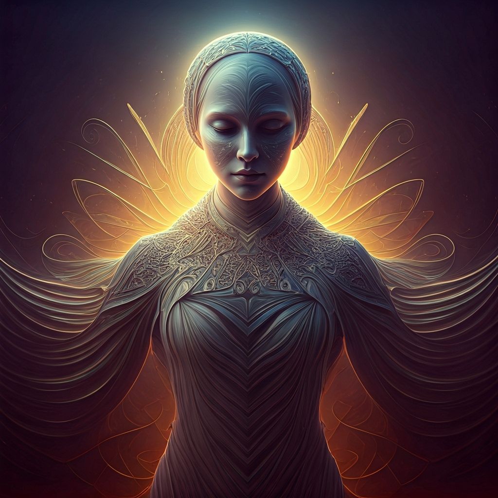 Ethereal Light Entity in Abstract Geometric Void