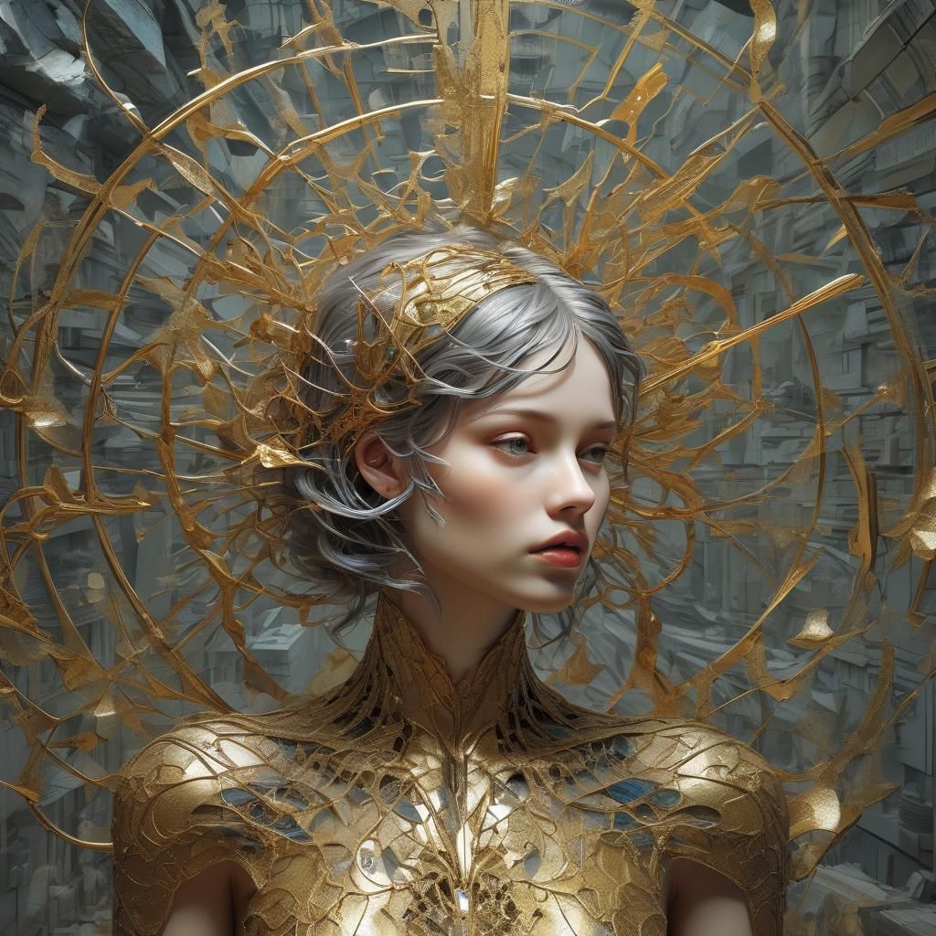 Radiant Figure with Crack: Surreal Glass Art