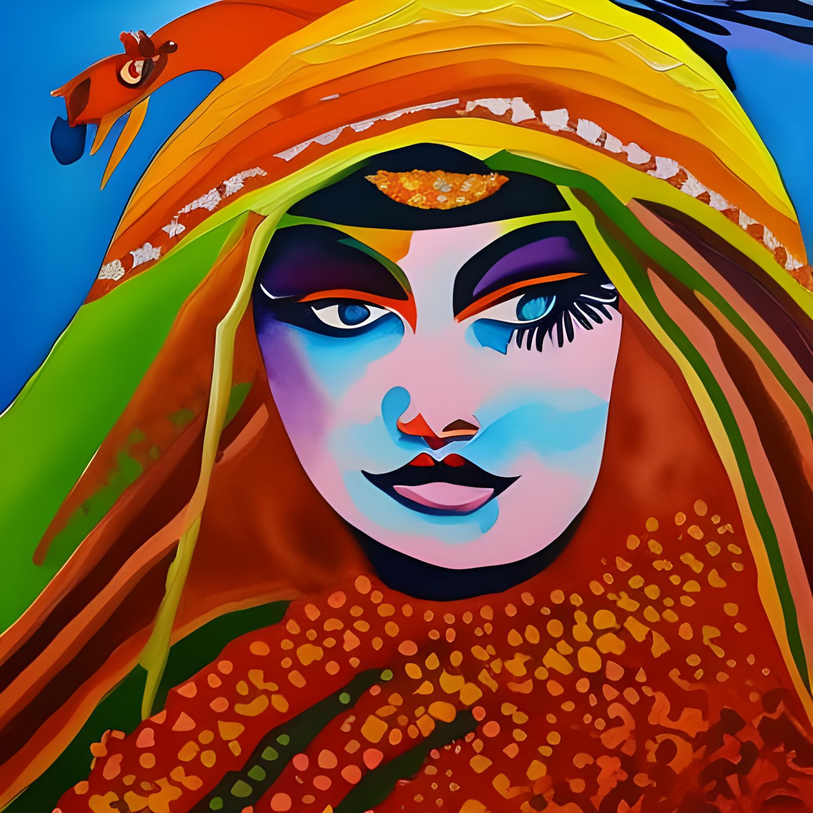 Chicken Girl Love as Gouache Watercolor Painting