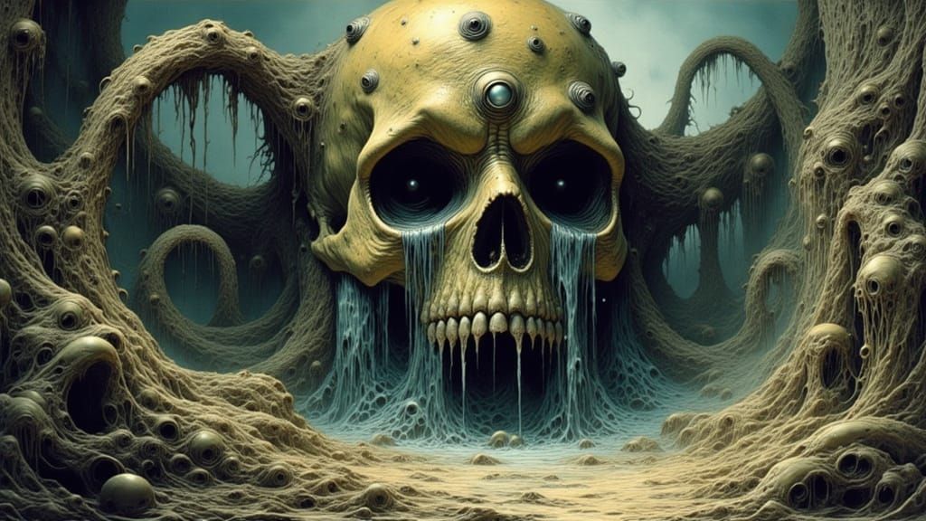 Horrifying Lovecraftian Face in Macabre Room