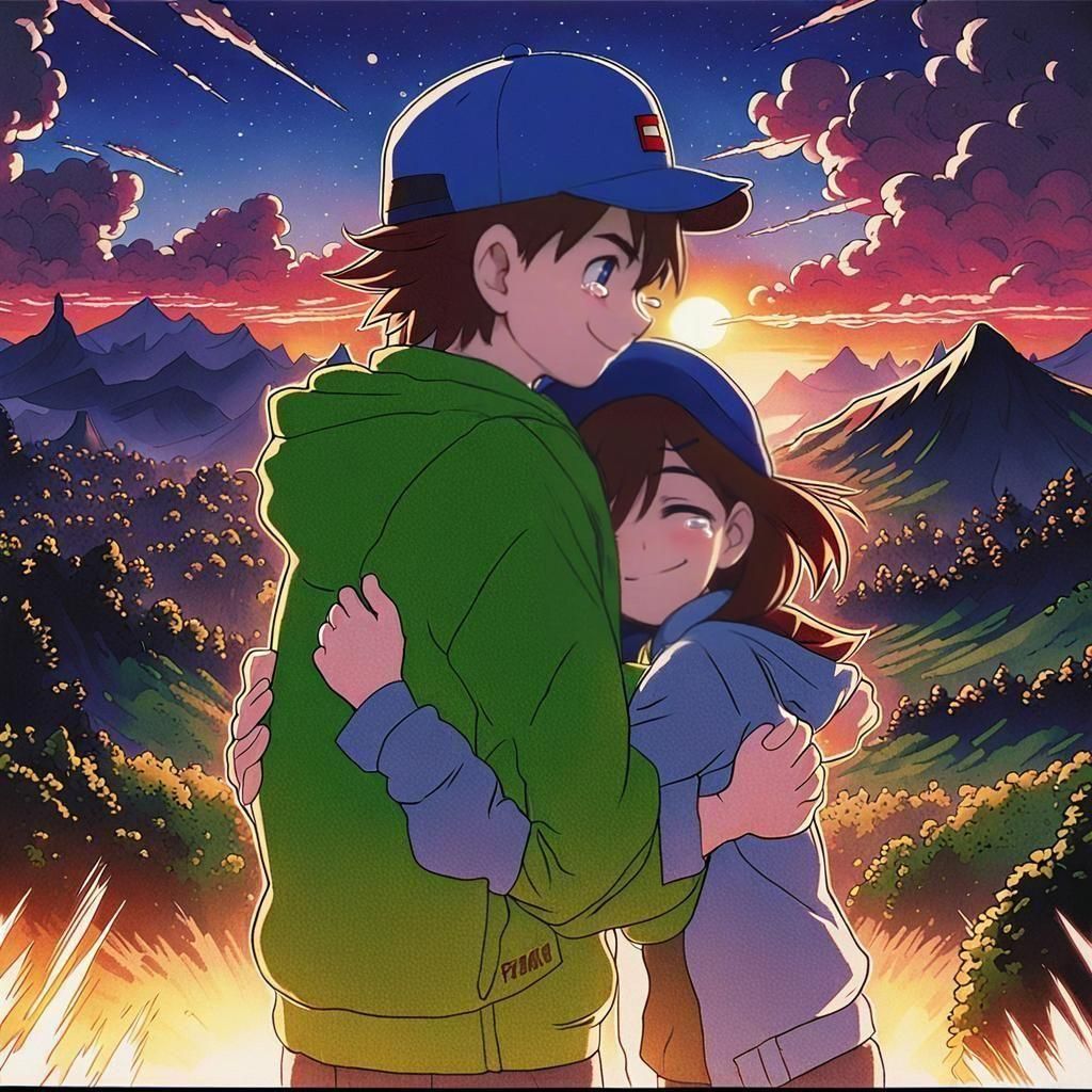 Emotional Farewell Hug Between Anime Siblings