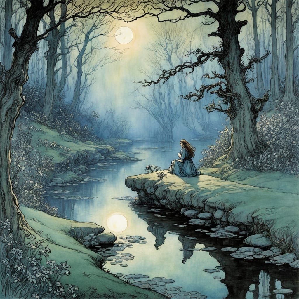 Luminous Fairytale Scene in Rackham Style