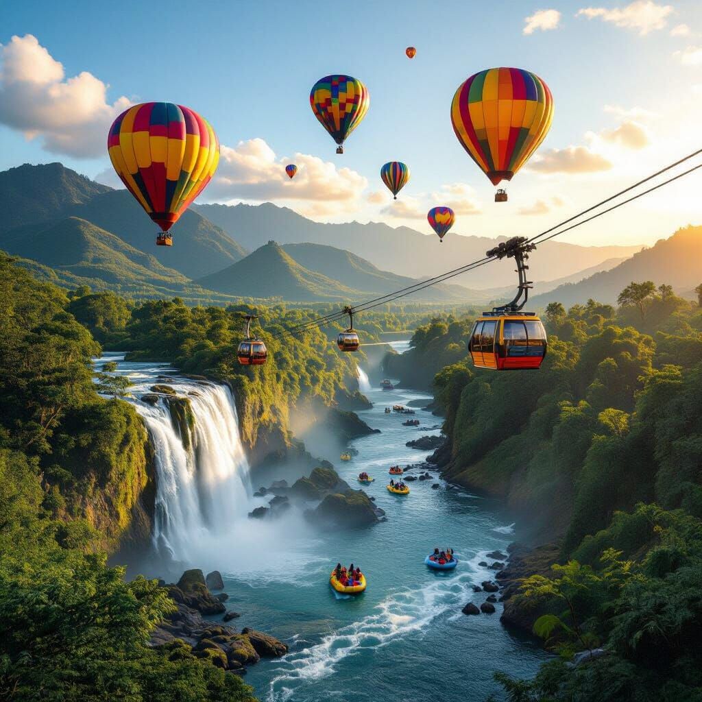 Jarabacoa Dominican Republic Vista With Hot Air Balloons