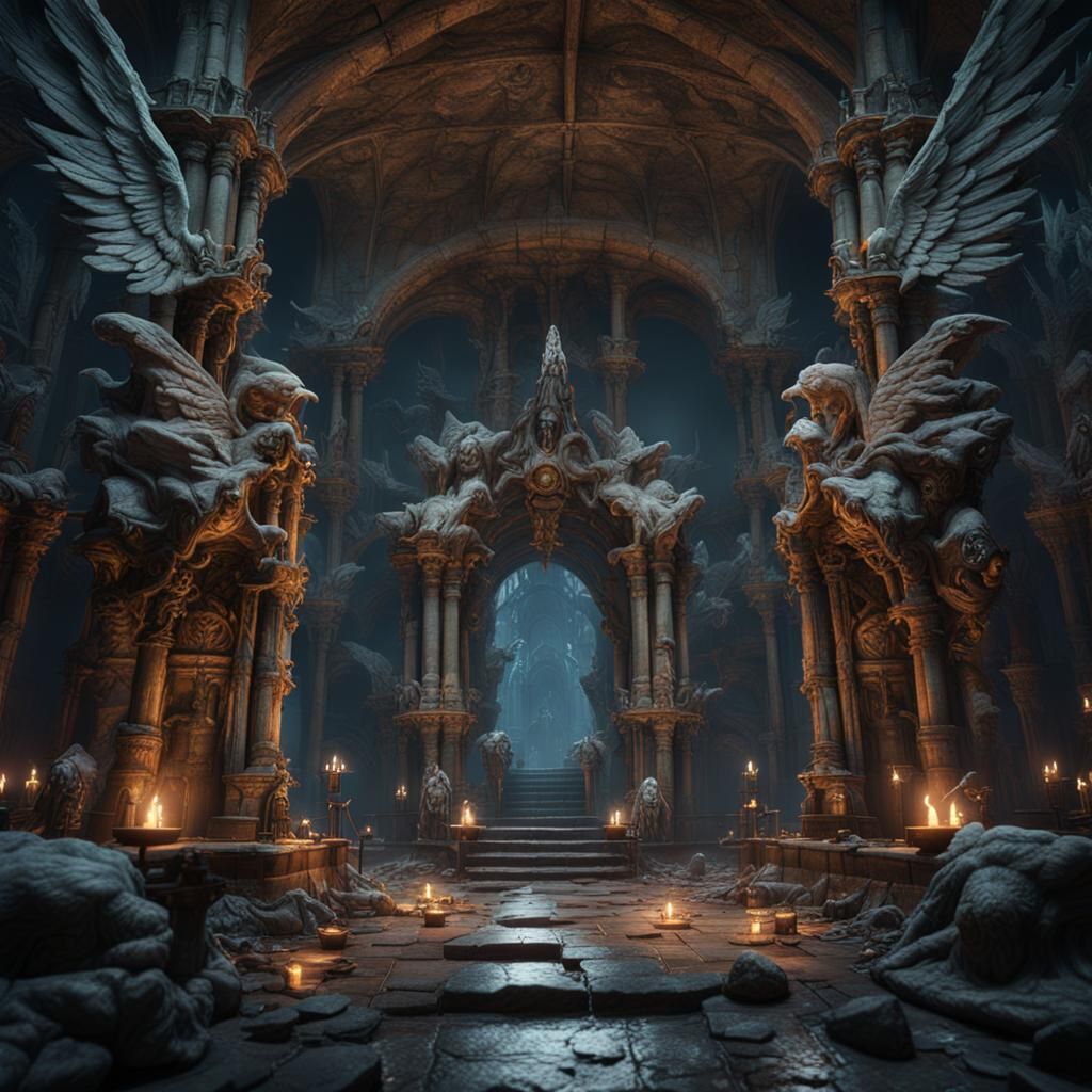 Dungeon of Crying Angels in Detailed Matte Painting