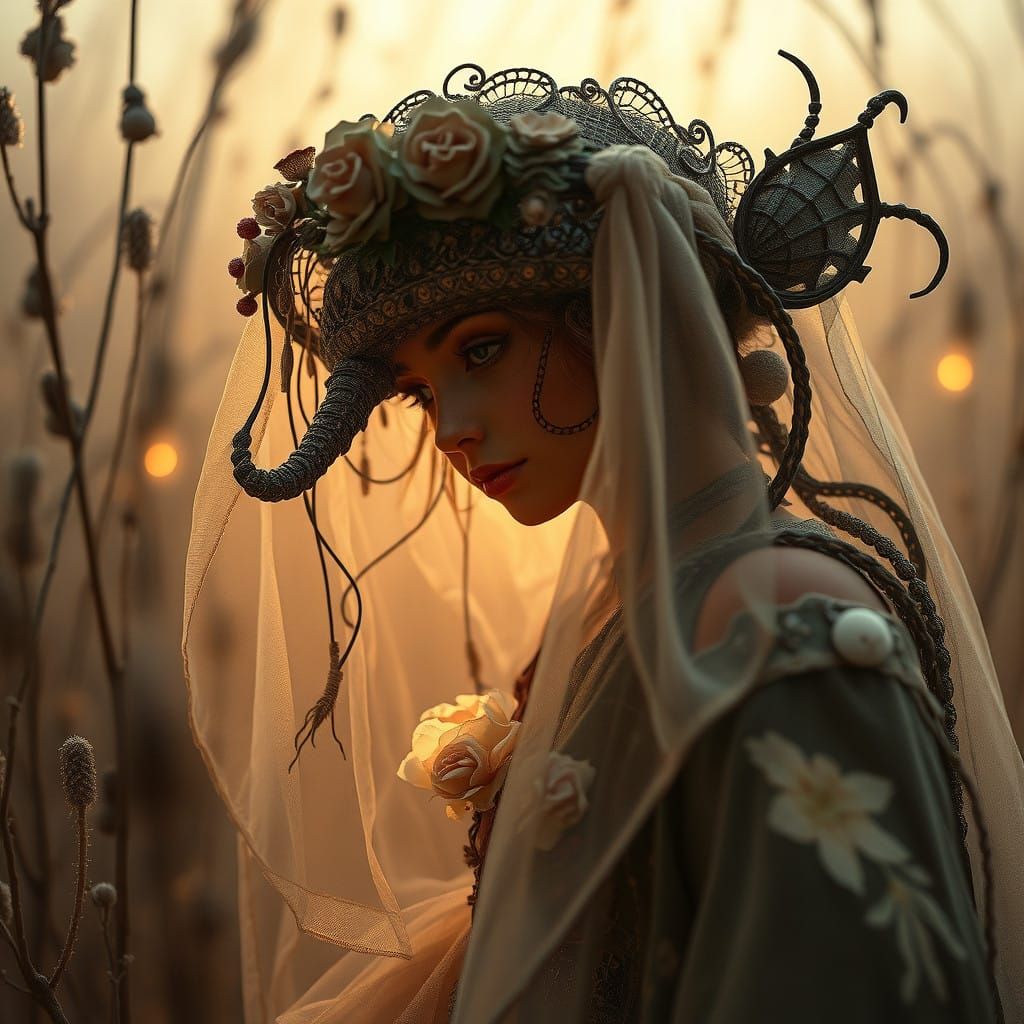 Surrealistic Dreamscape with Golden Hour Lighting