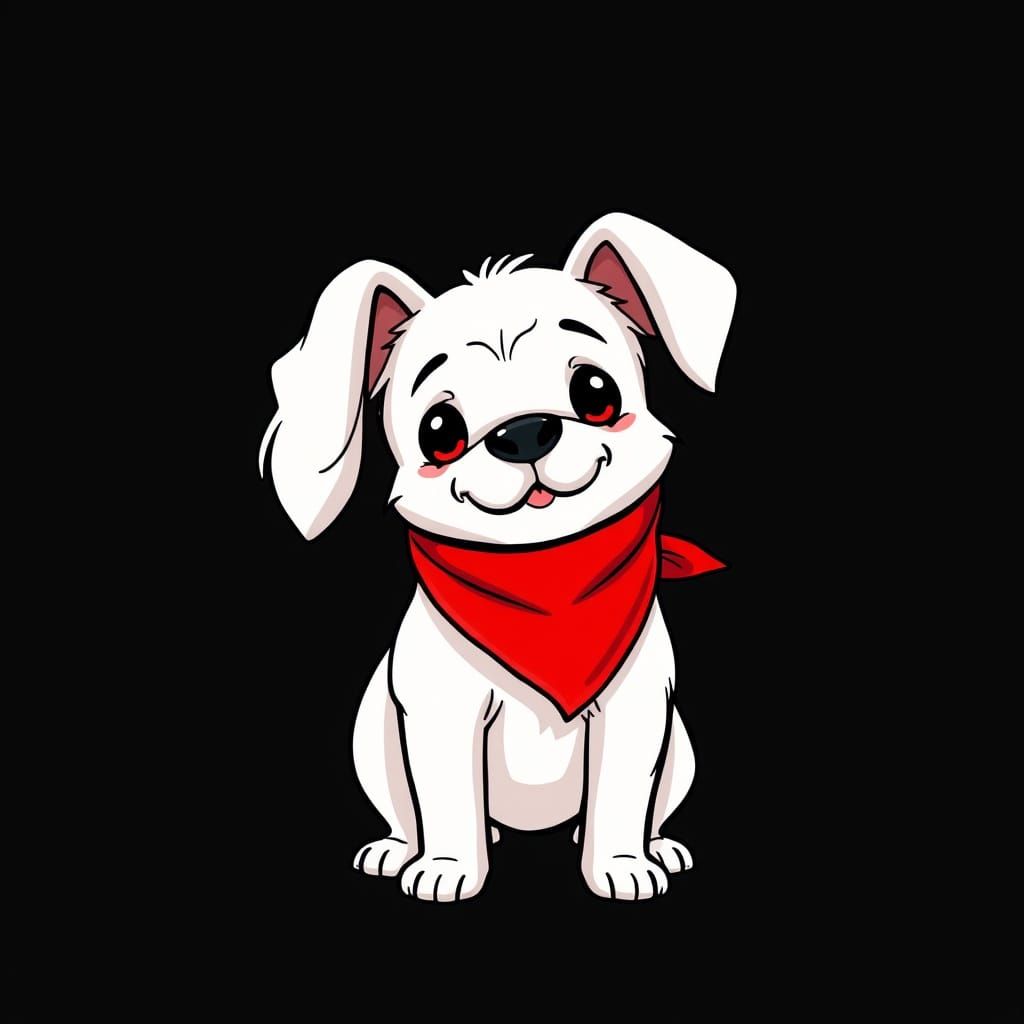 Humorous Cartoon Dog with Red Bandana