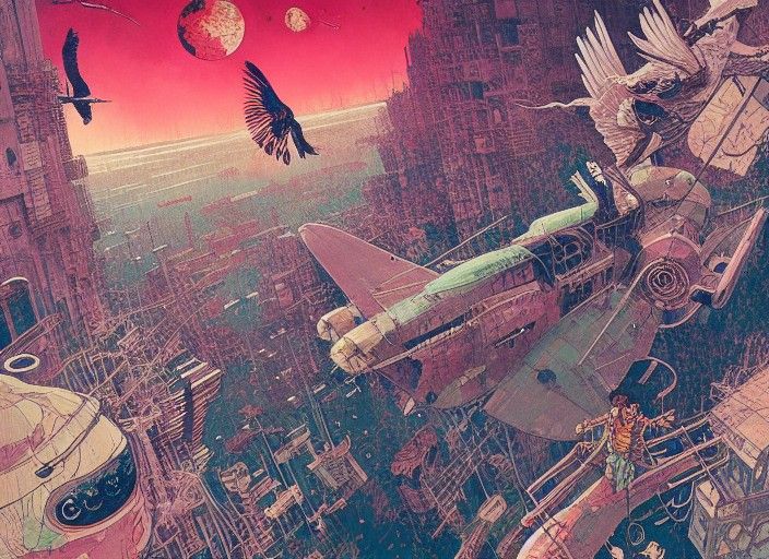 Fantastical Flying Creature: Matte Painting Style