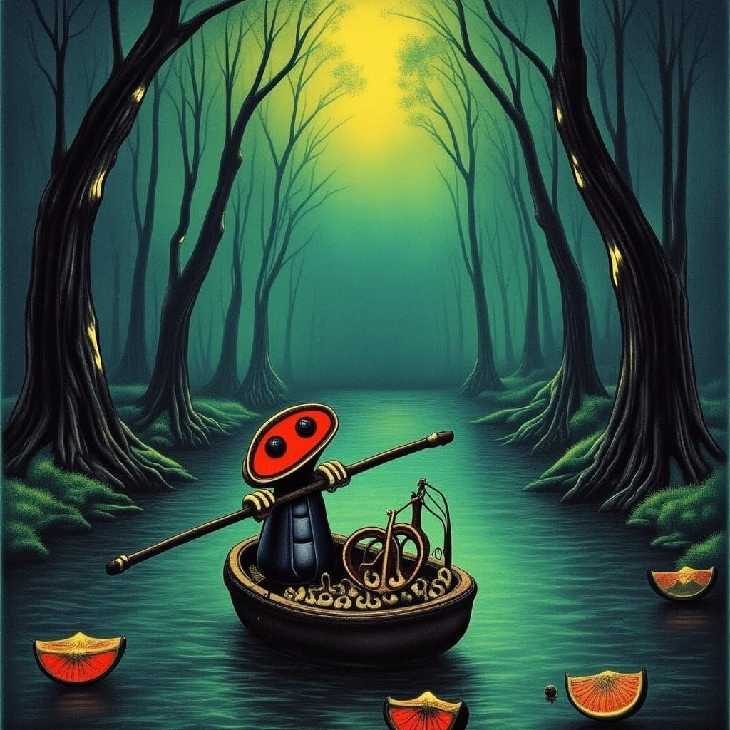 Dark Fantasy Watercolor Painting: Poison Dart Frog in Jungle...