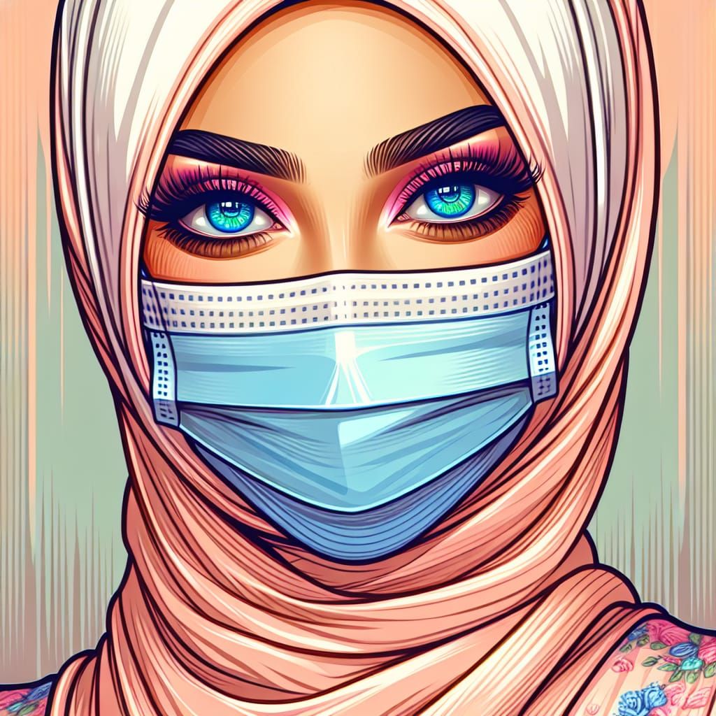 Captivating Middle-Eastern Woman with Blue Eyes in Hijab