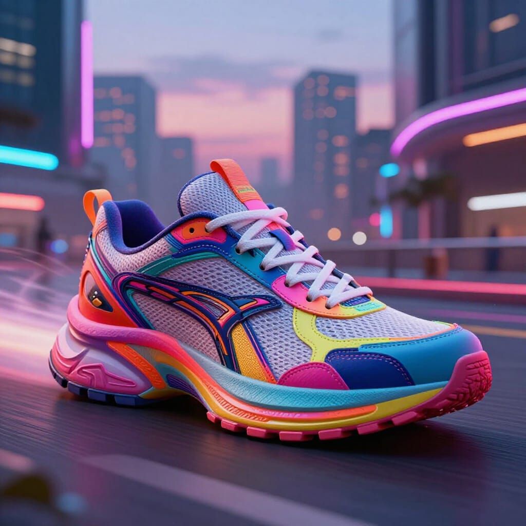 Sneaker Sports Car in Futuristic Neon City