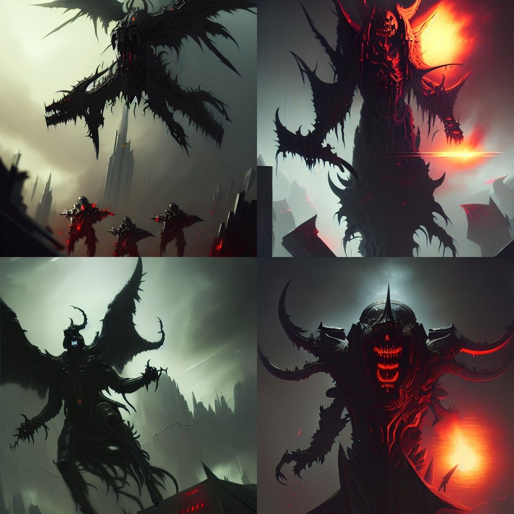 Glitched Demonic Invader in Dark Fantasy Style