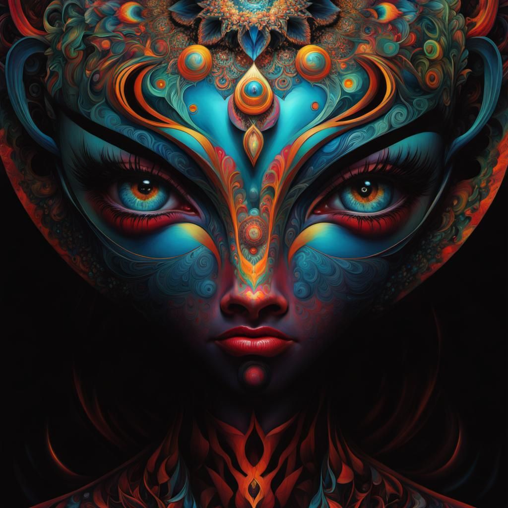 Psychedelic 4444 Mandala in Solarpunk Style