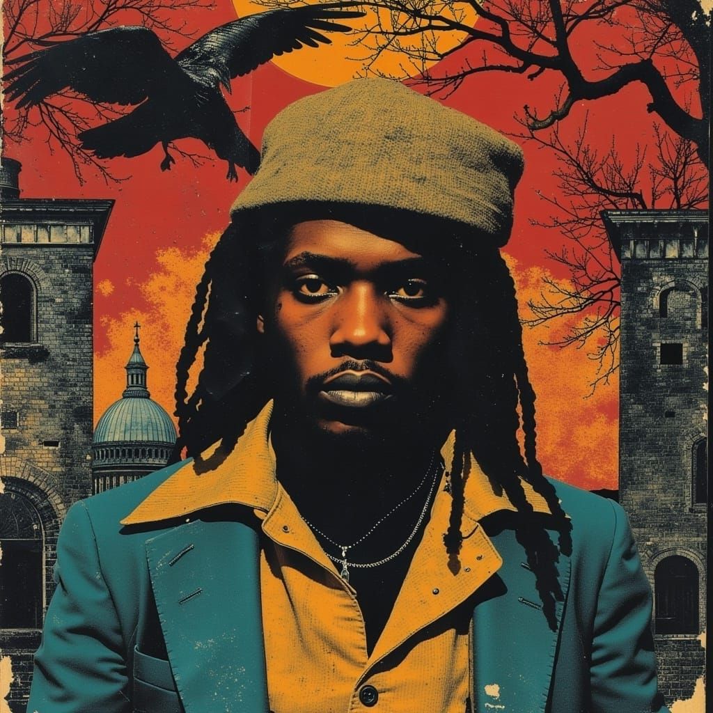 Dramatic Psychedelic Portrait in Cyberpunk Aesthetic