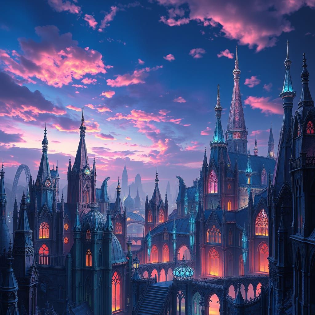 Enchanted Spires in a Vibrant Fantasy Realm