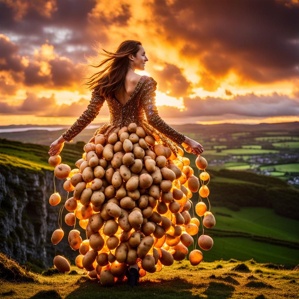 Potato Dress in Ireland, Watercolor and Ink