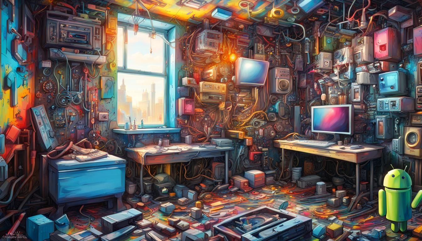 Android in Electronic Room: Graffiti Art Style