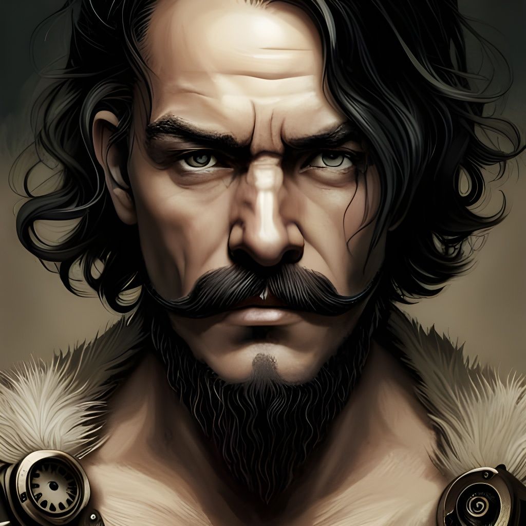 Steampunk Portrait with Intricate Moustache