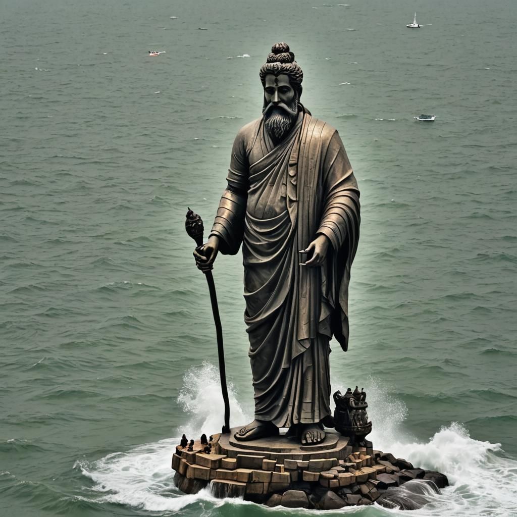 Thiruvalluvar Statue Rising from the Arabian Sea
