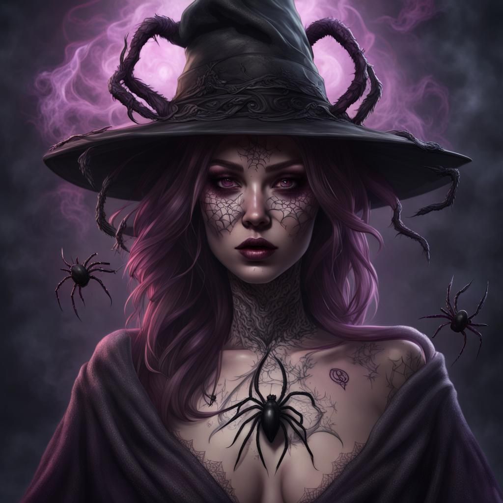 Slavic Rune Bear Portrait with Spider Tattoos