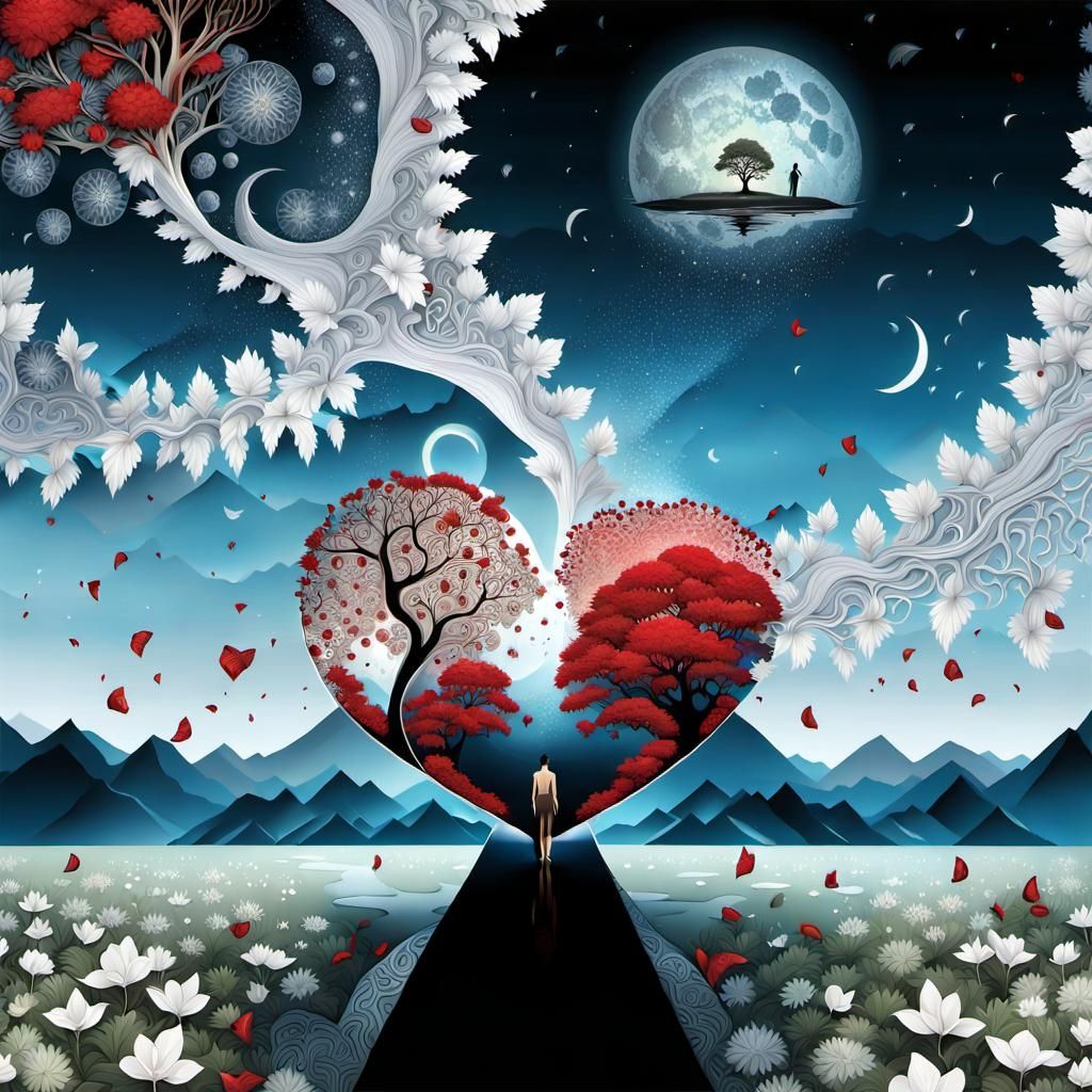 Surreal Fusion: Magnolia, Heart, Moon Palace