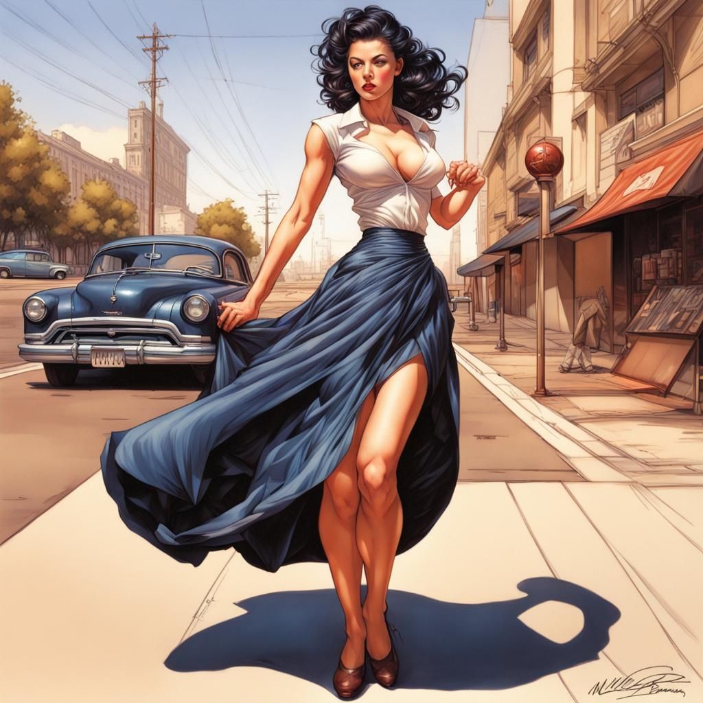 Hyperrealistic Pin-Up Girl in Dynamic Pose