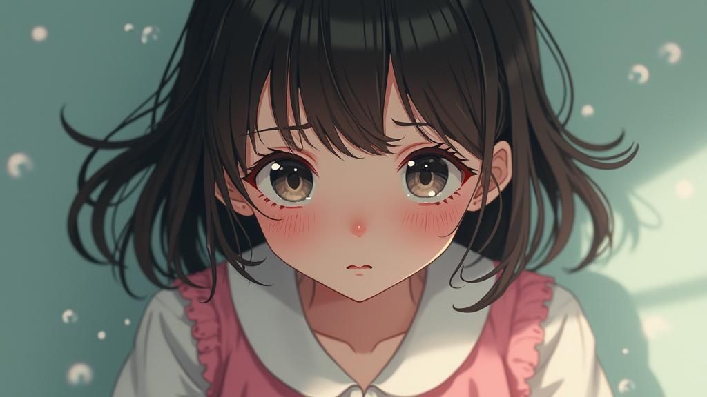 Melancholic Girl with Expressive Eyes Digital Art