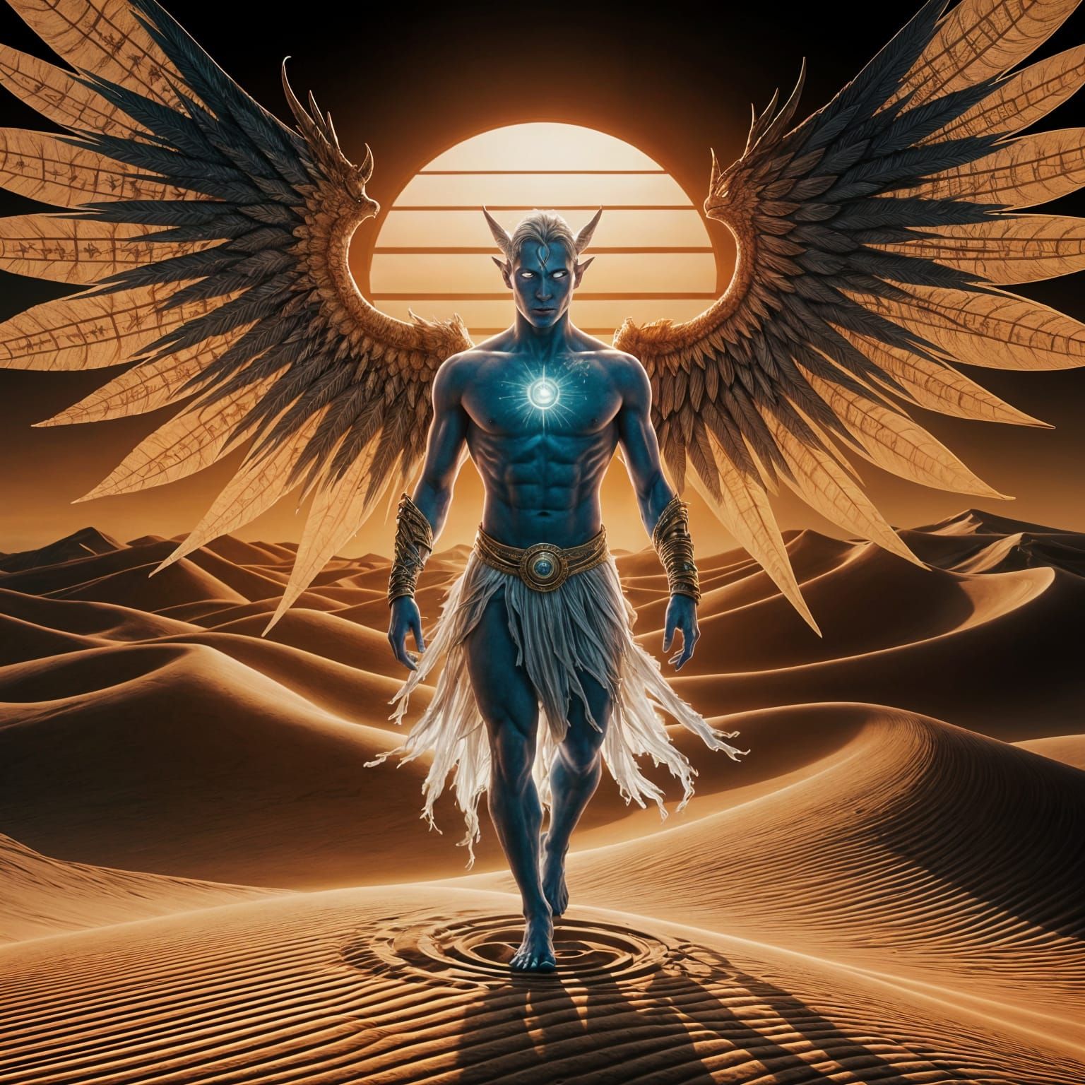 Majestic Djinn in Golden Desert Sunset