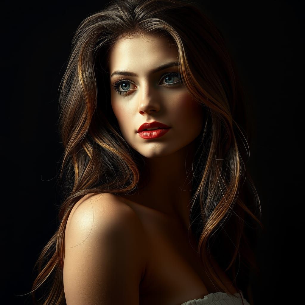 Renaissance Portrait of a Woman in Sfumato Lighting