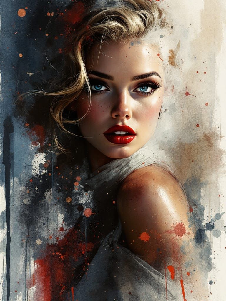 Pin-Up Woman Wins with Surreal Watercolor Style