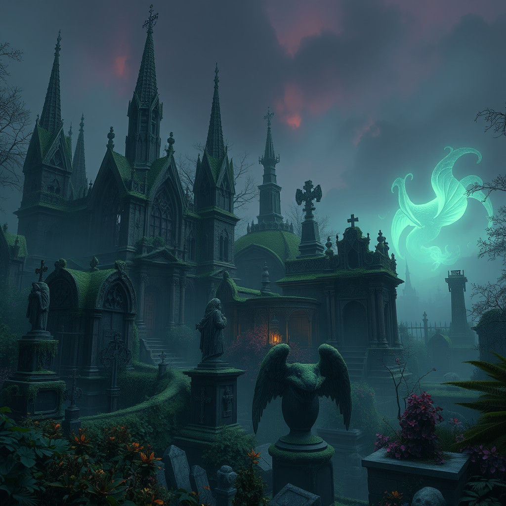 Mystical Twilight Cemetery of Sinera: Fantasy Concept Art