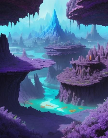 Alien Gemstone Landscape in Sci-Fi Concept Art Style