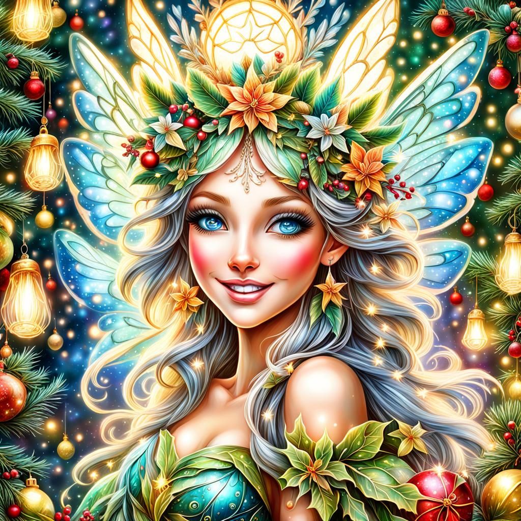 Beautiful Christmas Fairy in Hyperdetailed Airbrush Art