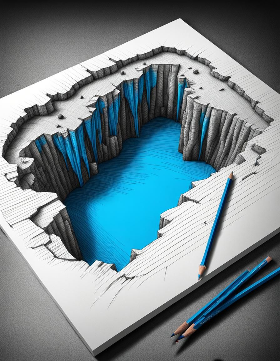 Sinkhole Cliff Jumper 3D Pencil Sketch Illusion