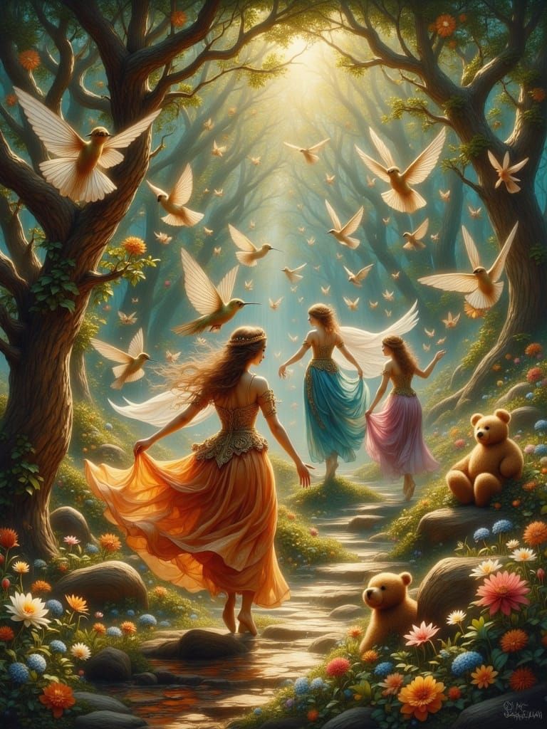 Dancing Gypsies Parade in Nouveau Rococo Style