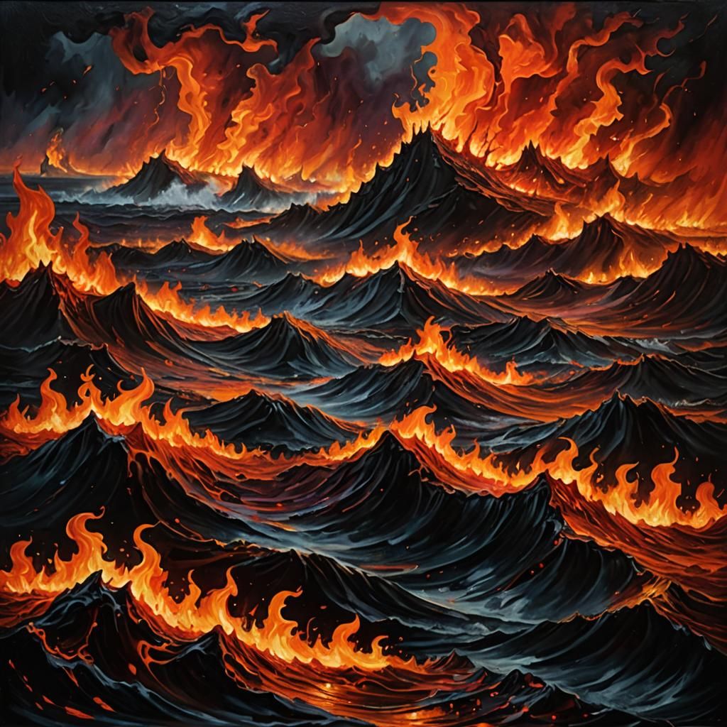 Infernal Blood Sea: A Surreal Horror Landscape