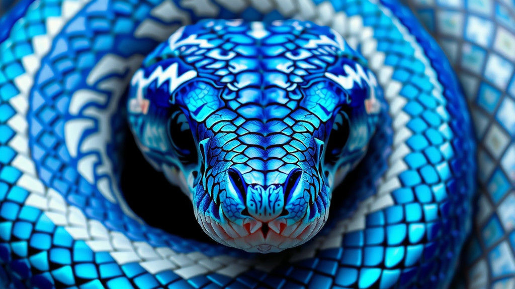 Iridescent Serpent with Tribal Patterns