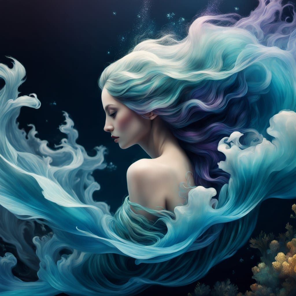 Golden Mermaid Perched on Ocean's Edge