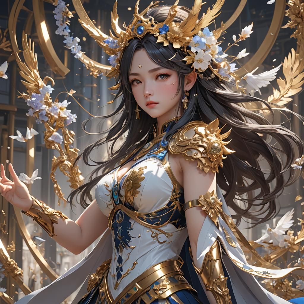 Anime Style Goddess of Art in 3D