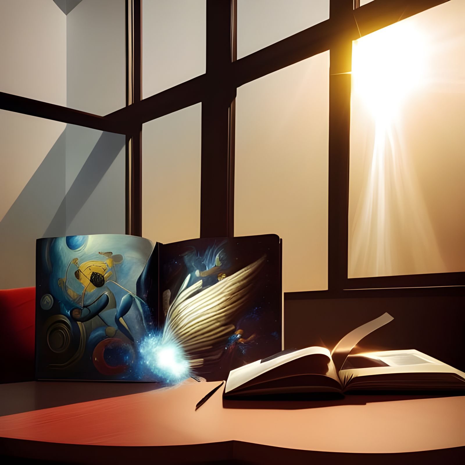 Celestial Book: Surreal Galaxy Art in God Rays