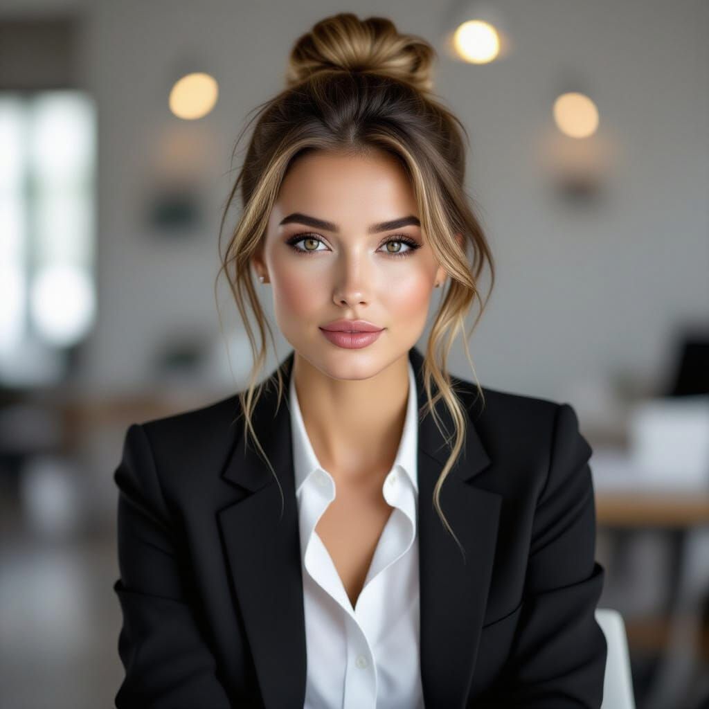 Attractive Woman Portrait in Post-Impressionistic Style