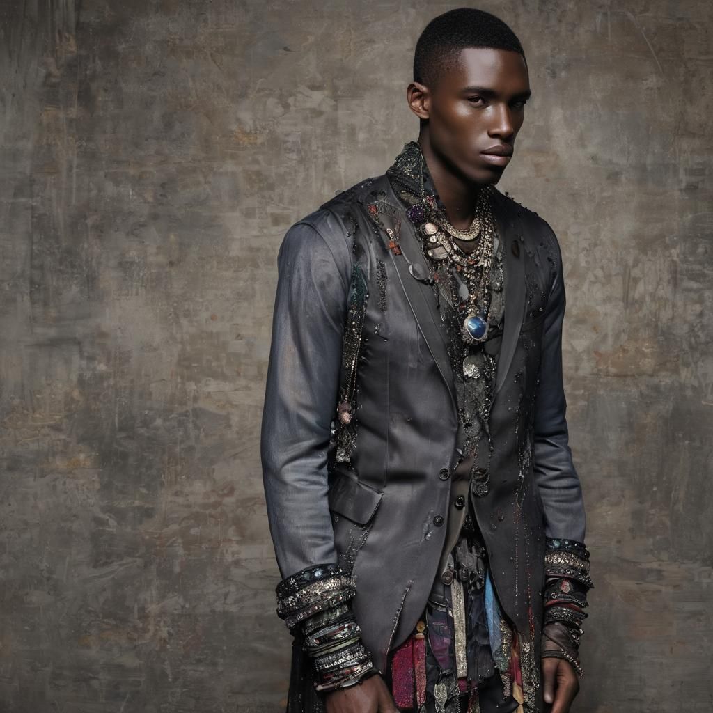 Handsome Black Warrior in Art Nouveau Style