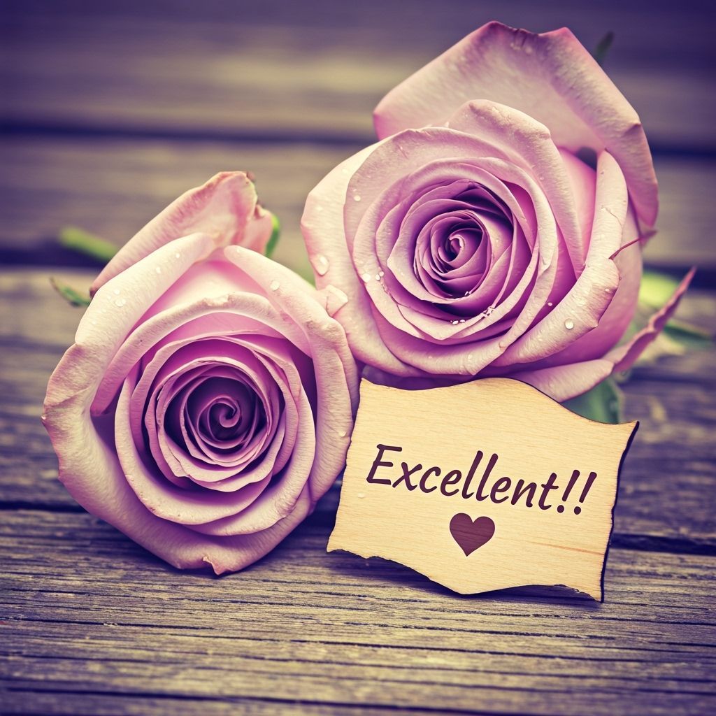 Vintage Rose Photograph with Dewdrops and Heart Symbol