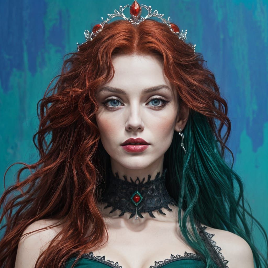 Goth Disney Princess in Neo-Impressionist Style