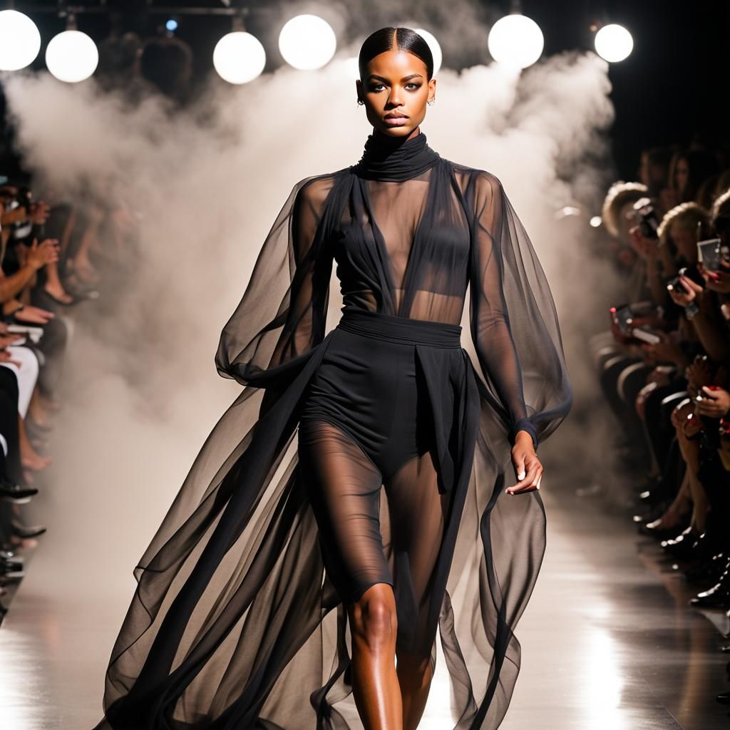 Smokey See-Through Gown on Fierce Runway Model