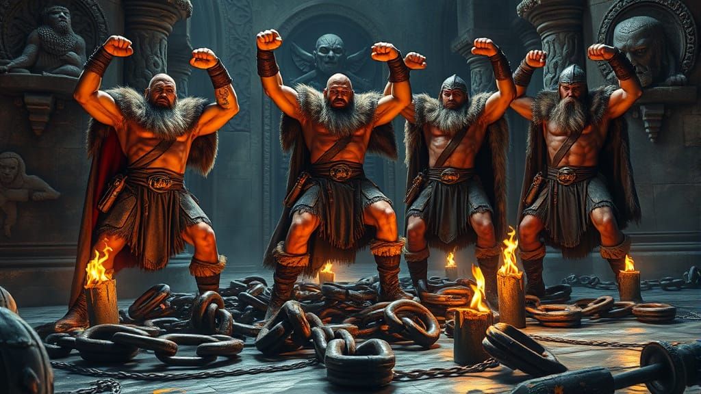 Viking Warriors Unleashed in Ancient Norse Temple