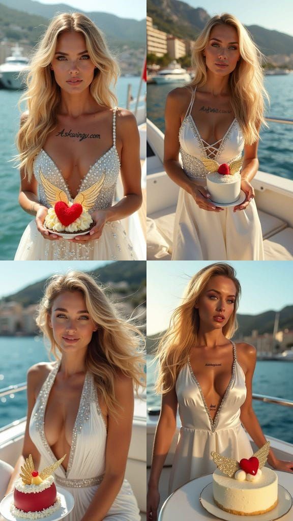 Woman in Silk Gown on Yacht in Monaco Harbor